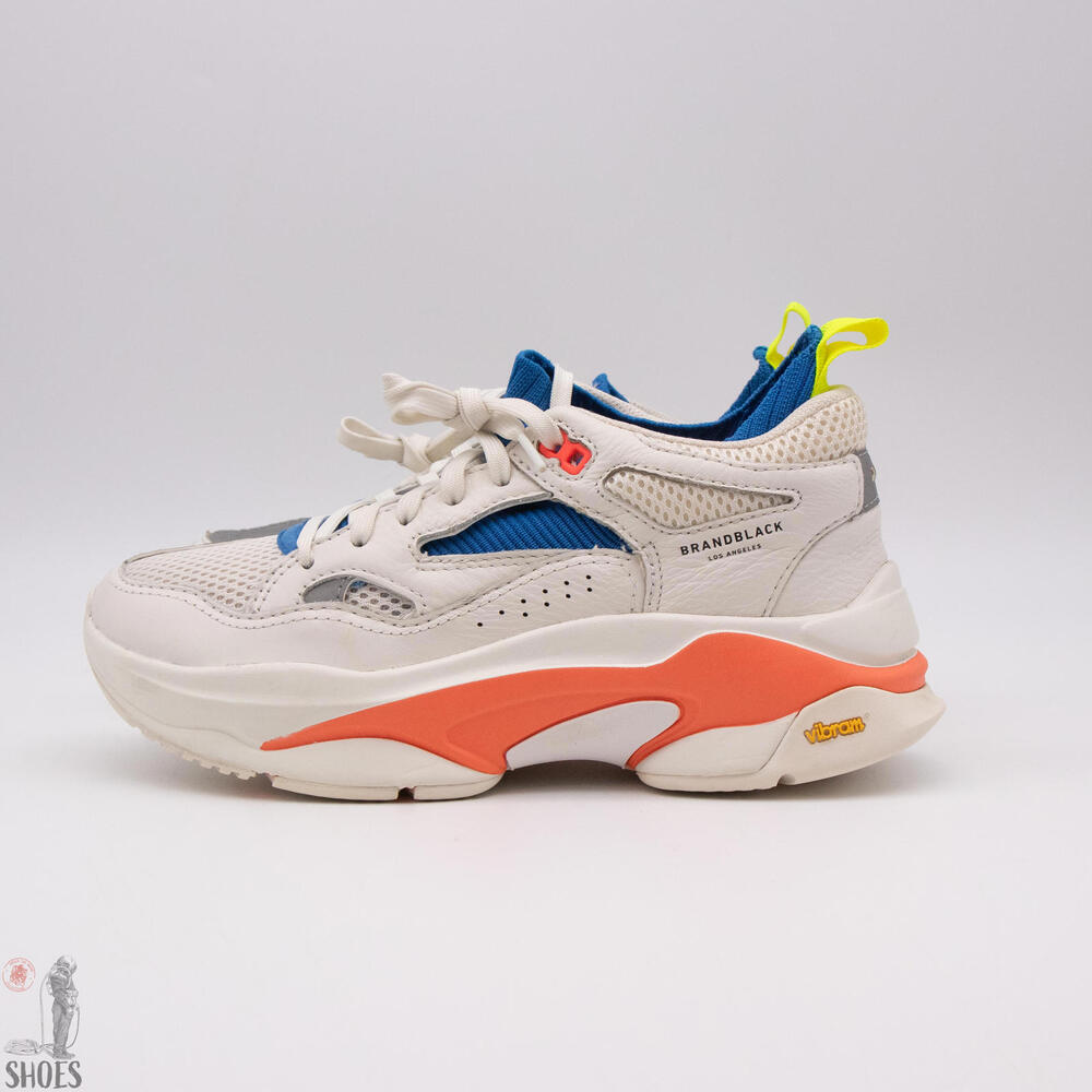 Brand Black Saga Women's 8-8.5 / Men's 6.5 White Vibram Leather Sneakers - Picture 4 of 13